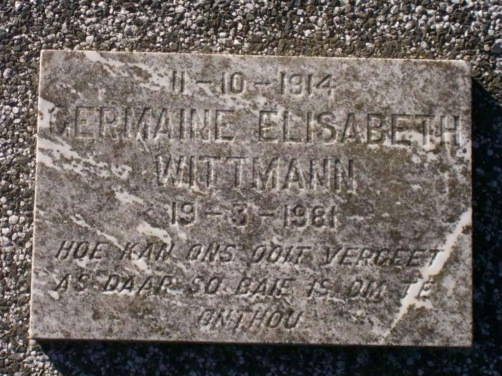 WITTMANN Germaine Elisabeth 1914-1981