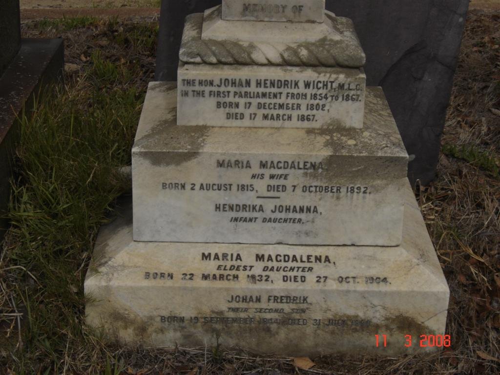 WICHT Johan Hendrik 1802-1867 &amp; Maria Magdalena 1815-1892