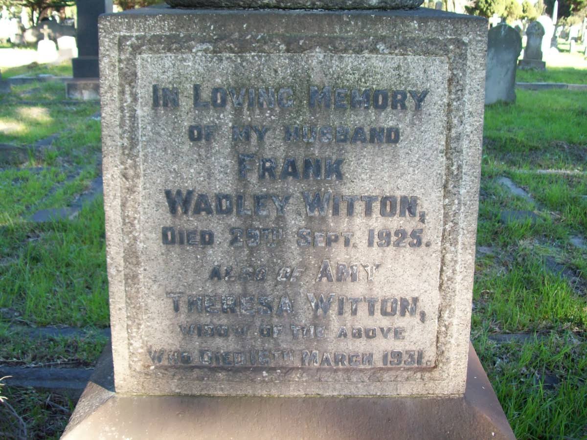 WITTON Frank Wadley -1926 &amp; Amy Theresa -1931