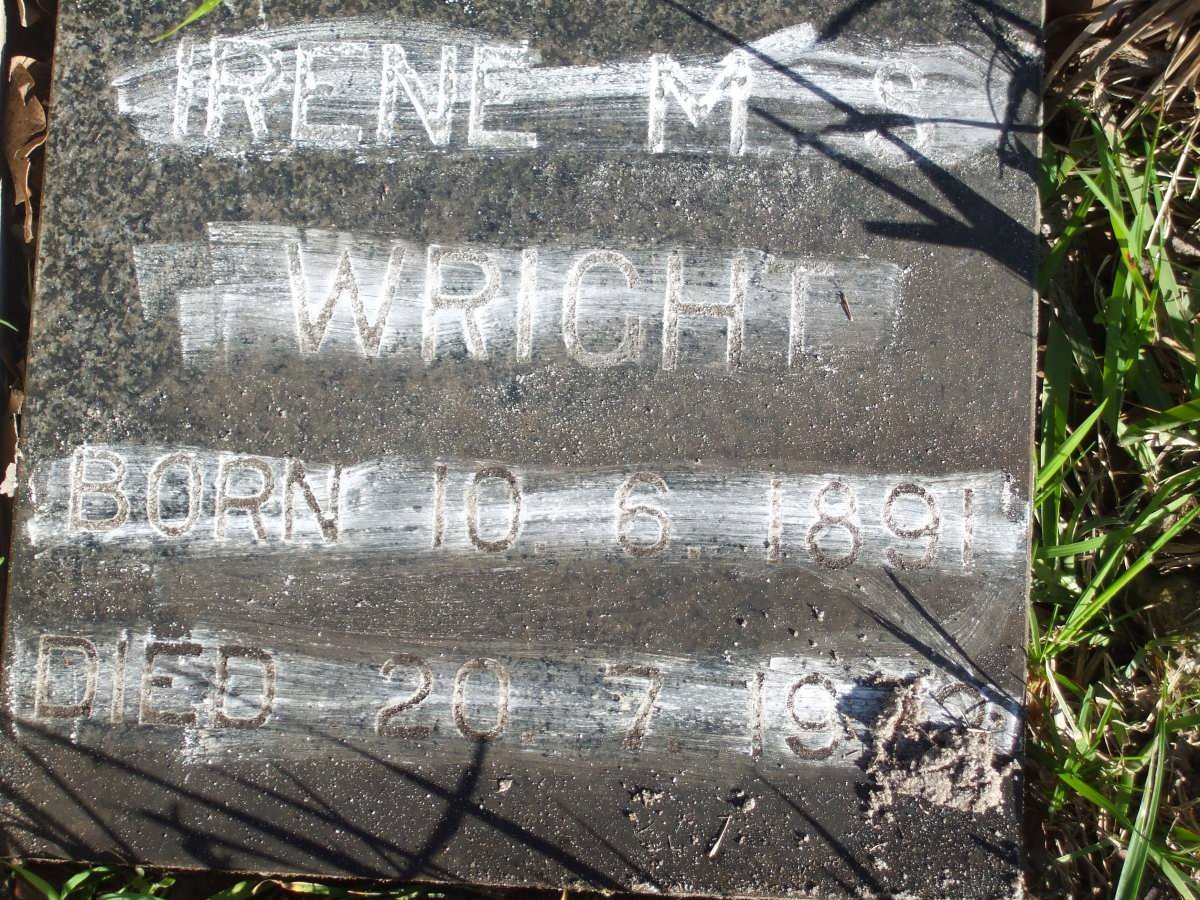WRIGHT Irene M. 1891-19??