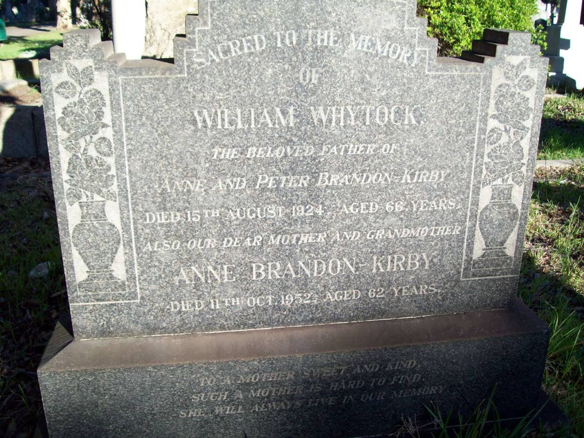 WHYTOCK William -1924 :: BRANDON-KIRBY Anne -1952