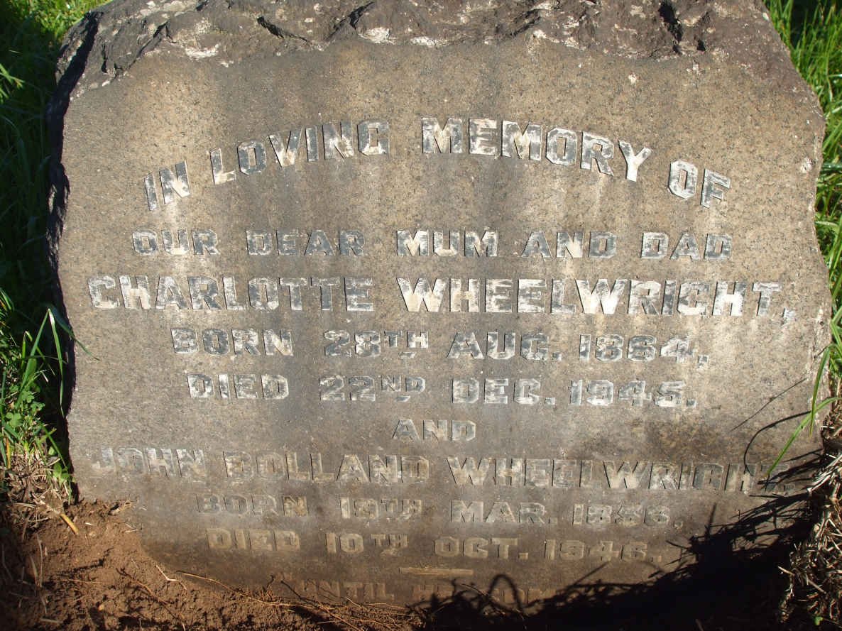 WHEELWRIGHT John Bolland 1956-1946 &amp; Charlotte 1864-1945