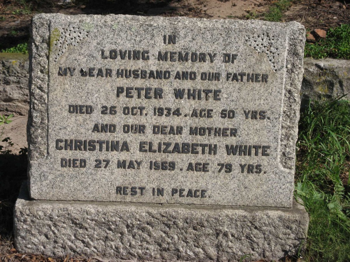WHITE Peter -1934 :: WHITE Christina Elizabeth -1969