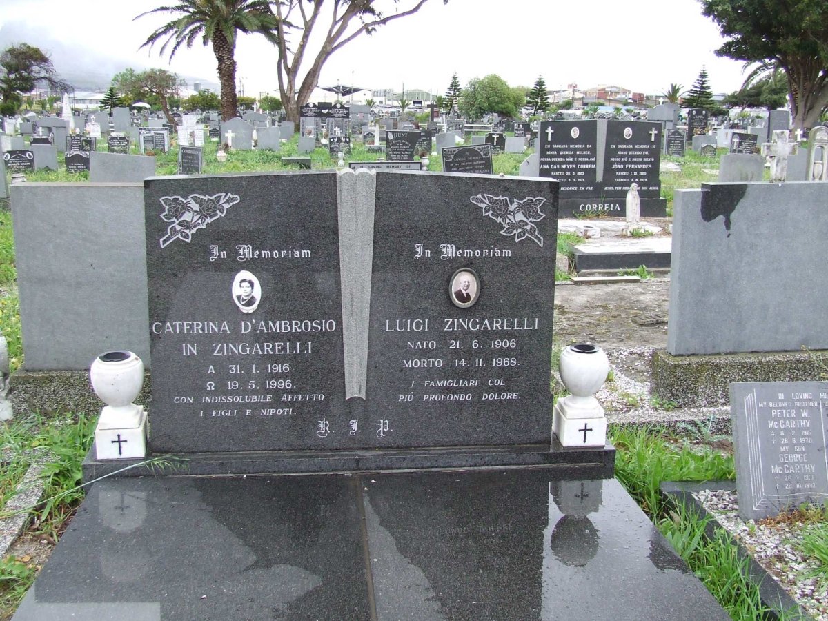 ZINGARELLI Luigi 1906-1968 &amp; Caterina D'Ambrosio In 1916-1996