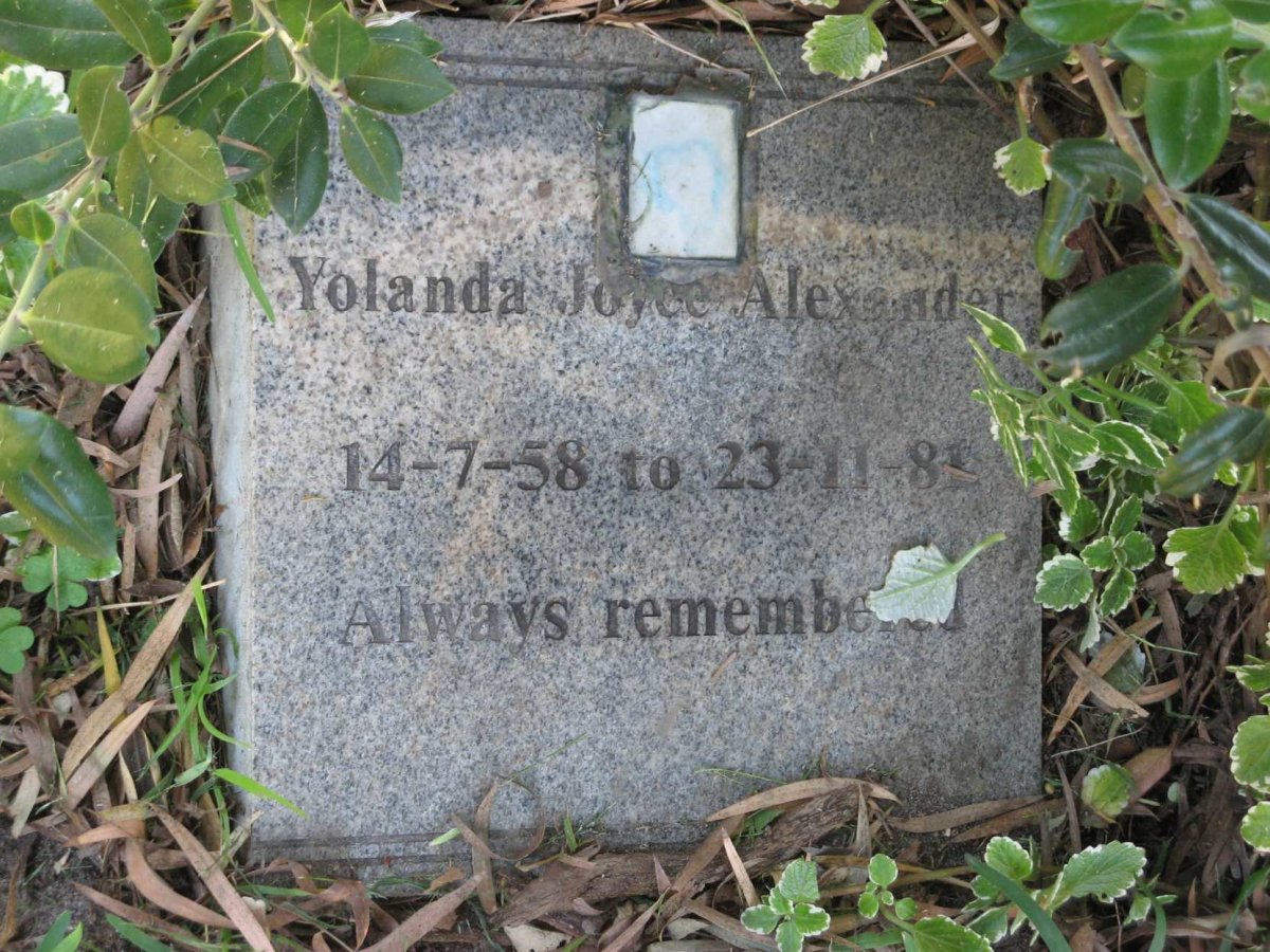 ALEXANDER Yolanda Joyce 1958-1981