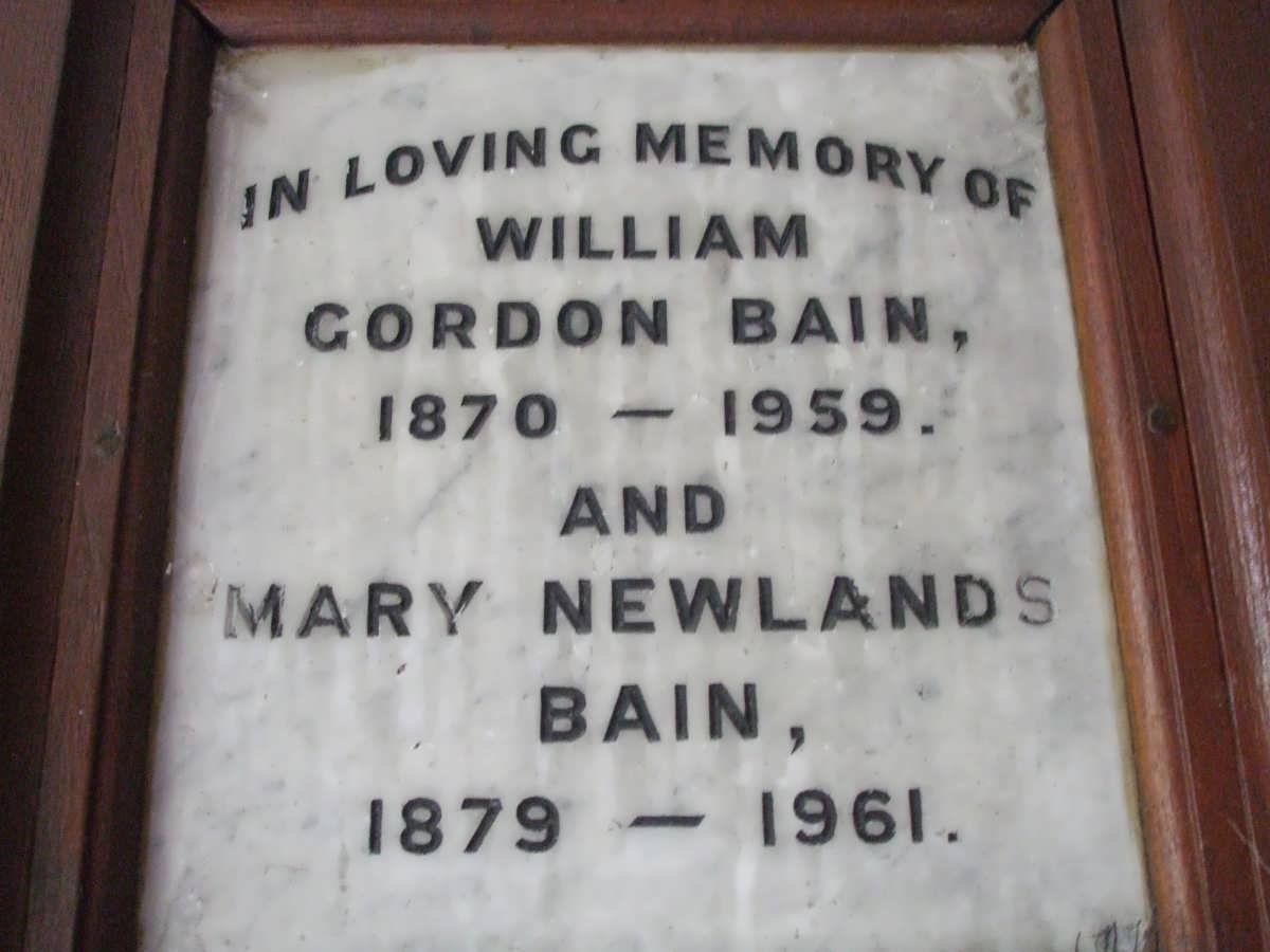 BAIN William Gordon 1870-1959 &amp; Mary Newlands 1879-1961