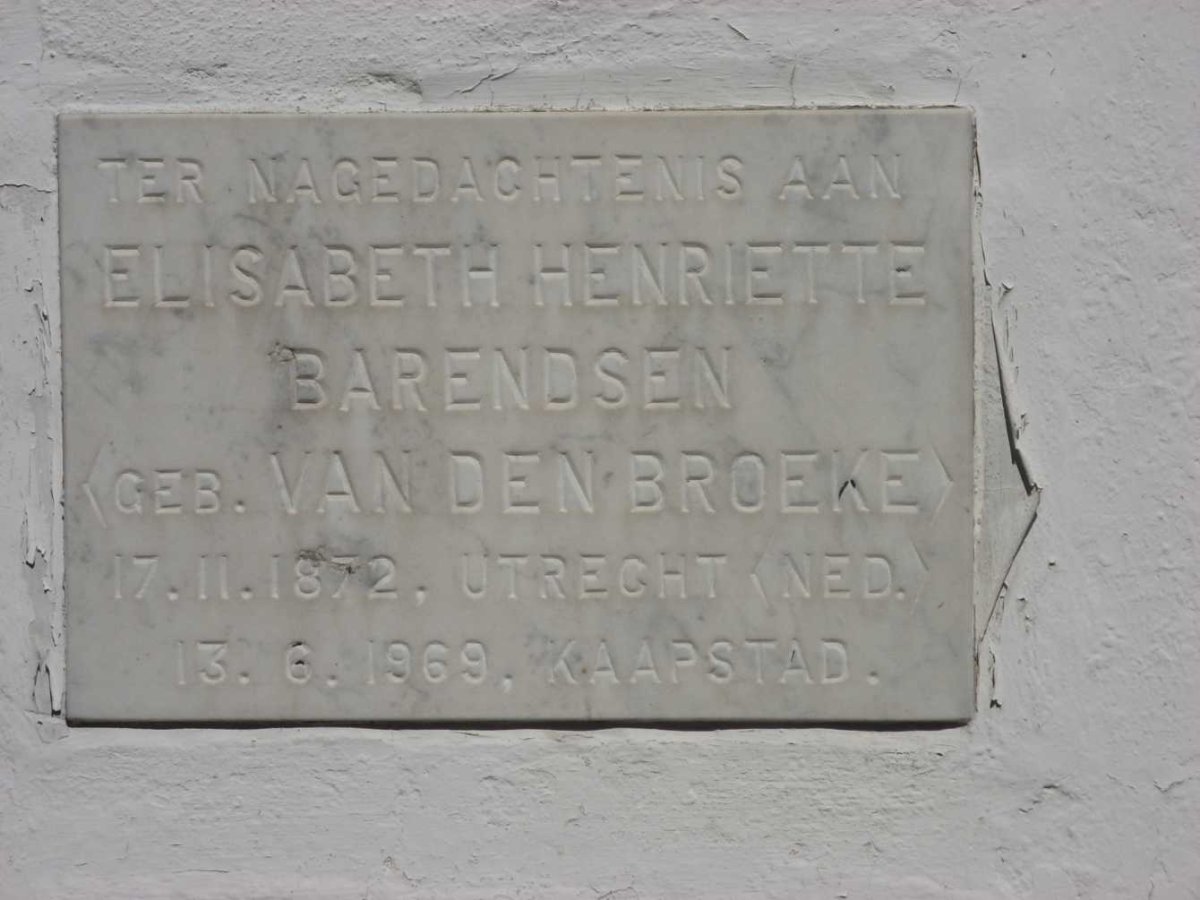 BARENDSEN Elisabeth Henriette nee VAN DEN BROEKE 1872-1969
