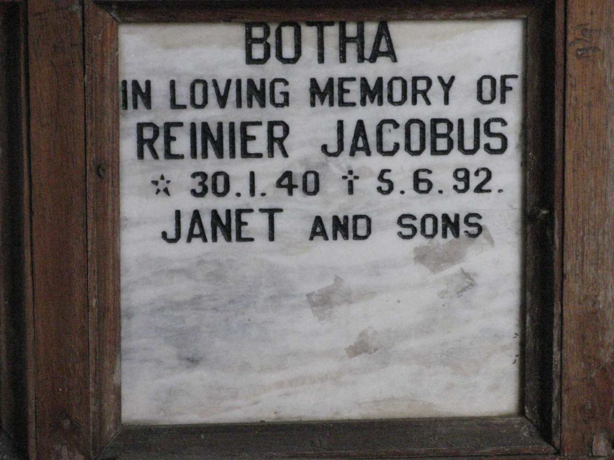 BOTHA Reinier Jacobus 1940-1992