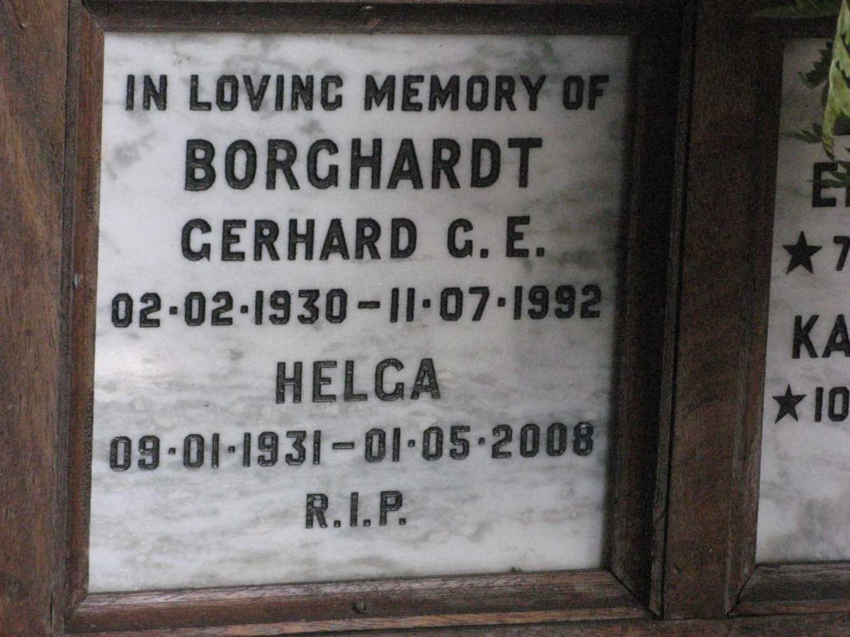 BORGHARDT Gerhard G.E. 1930-1992 &amp; Helga 1931-2008