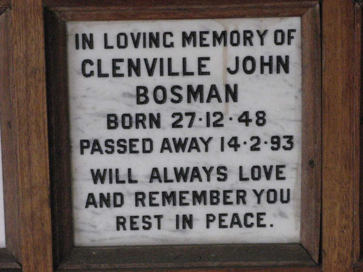 BOSMAN Glenville John 1948-1993
