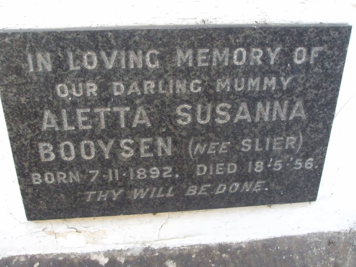 BOOYSEN Aletta Susanna nee SLIER 1892-1956