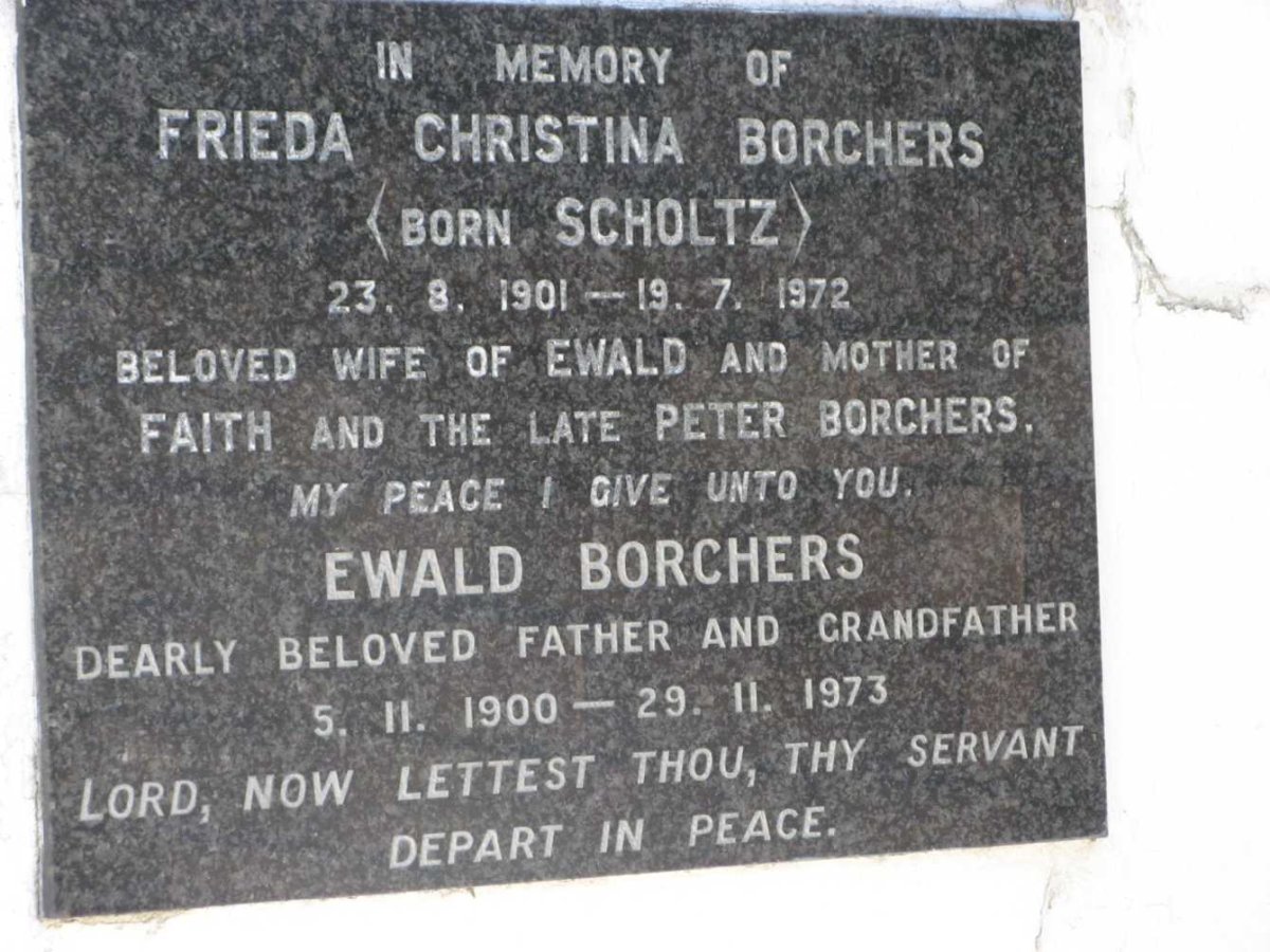 BORCHERS Ewald 1900-1973 &amp; Frieda Christina SCHOLTZ 1901-1972