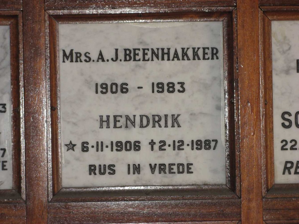 BEENHAKKER Hendrik 1906-1987 &amp; A.J. 1906-1983