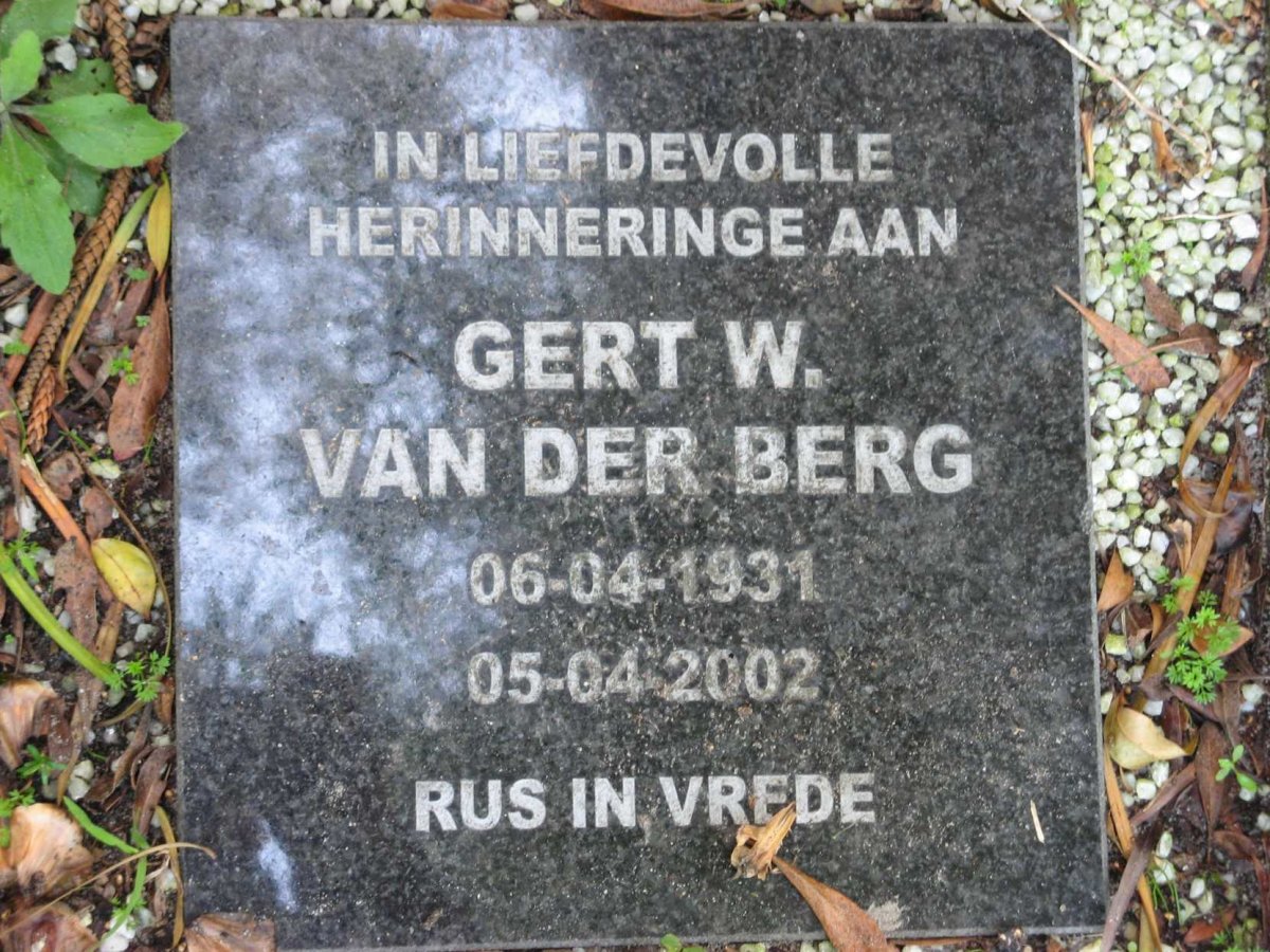 BERG Gert W., van der 1931-2002