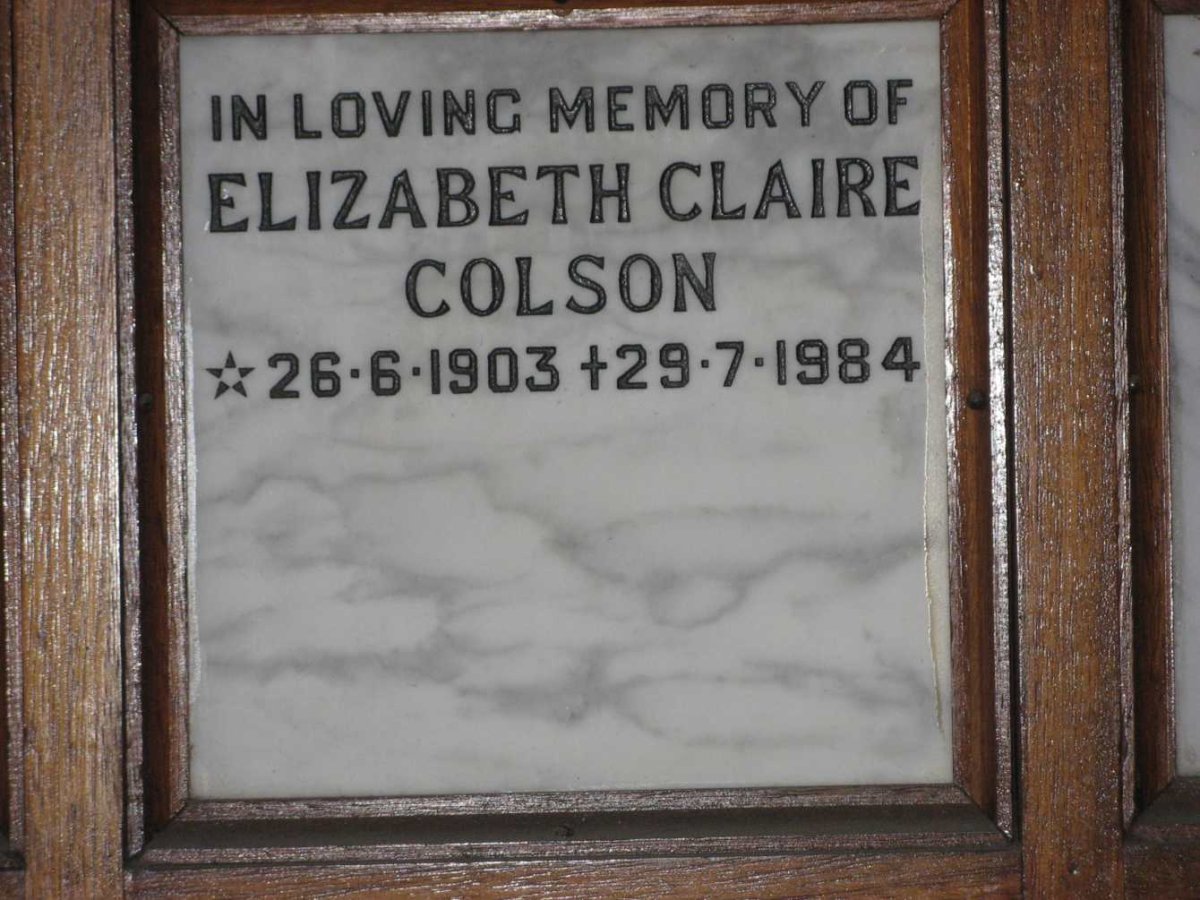 COLSON Elizabeth Claire 1903-1984