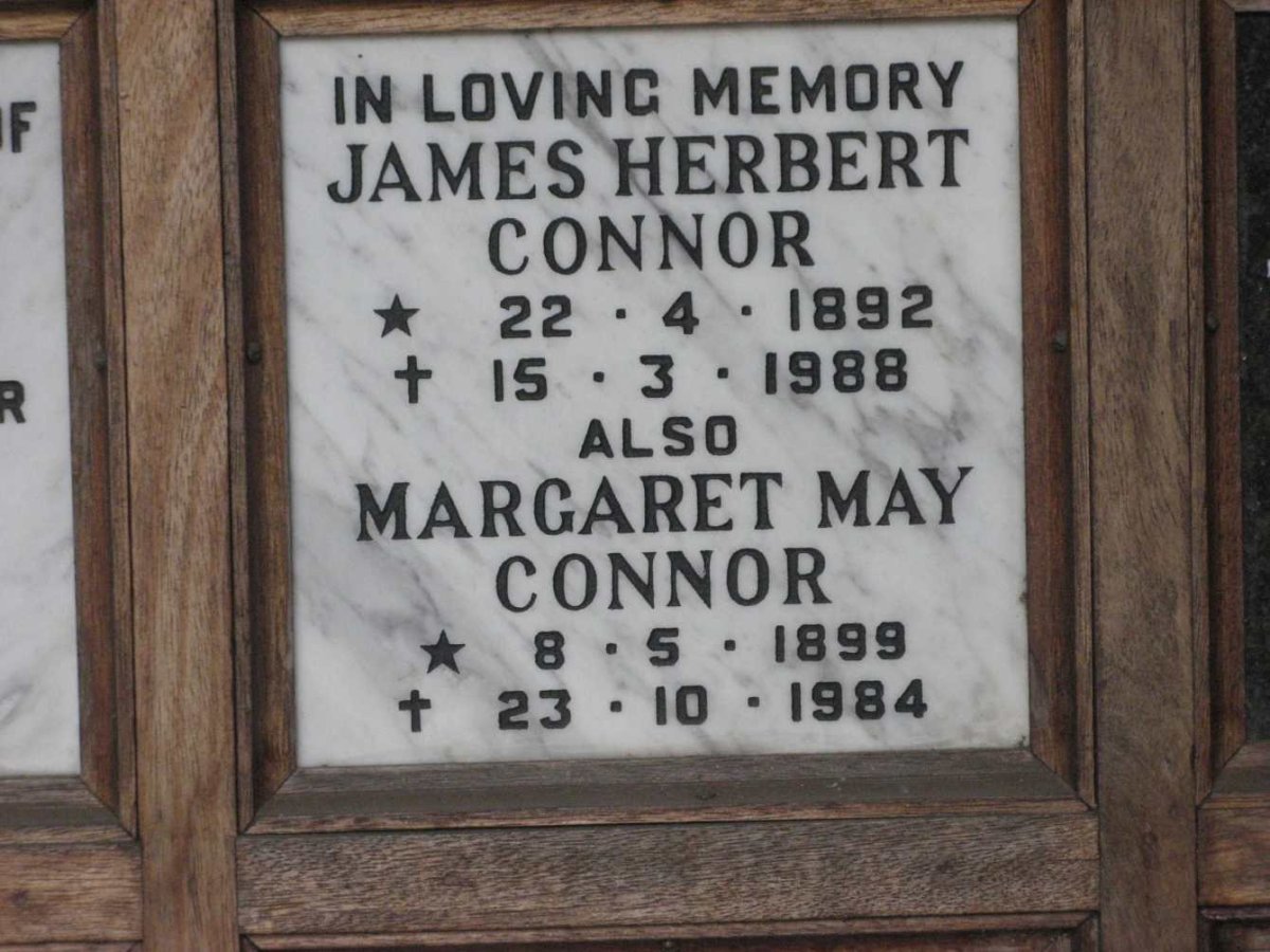 CONNOR James Herbert 1892-1988 &amp; Margaret May 1899-1984