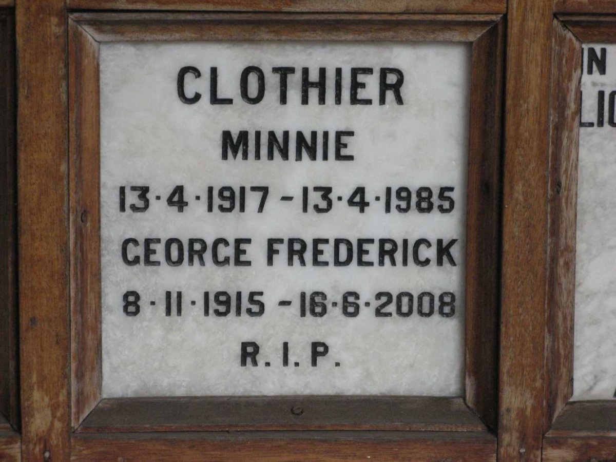 CLOTHIER George Frederick 1915-2008 &amp; Minnie 1917-1985