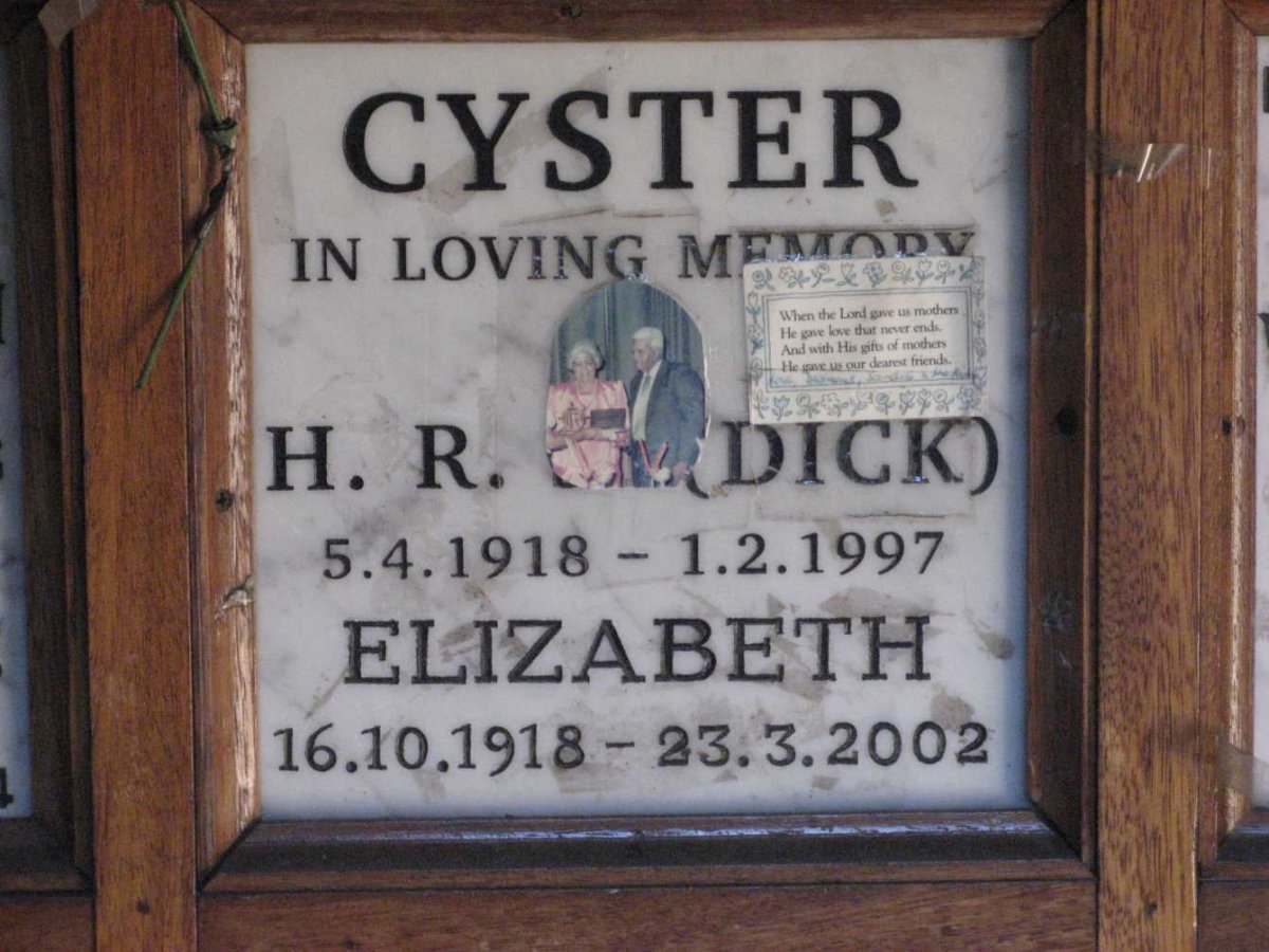 CYSTER H.R. 1918-1997 &amp; Elizabeth 1919-2002
