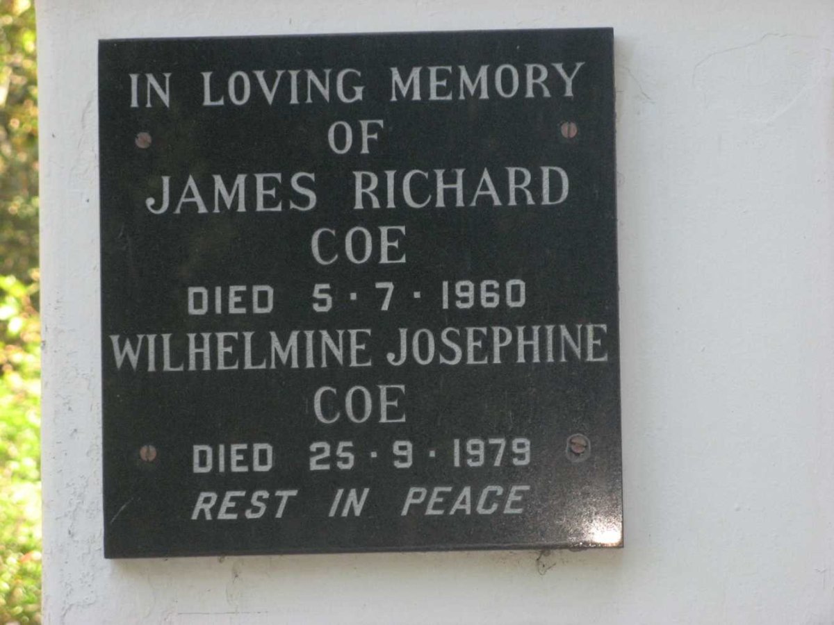 COE James Richard -1960 &amp; Wilhelmine Josephine -1979