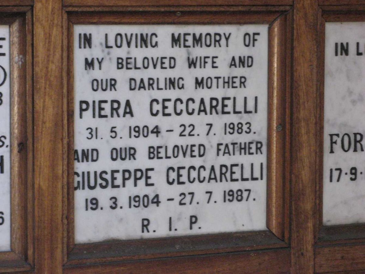 CECCARELLI Giuseppe 1904-1987 &amp; Piera 1904-1983