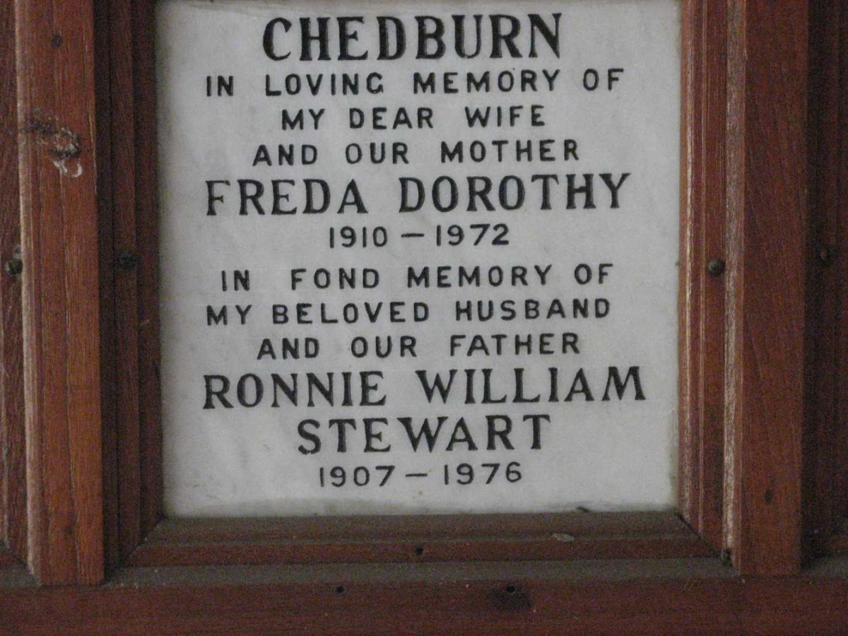 CHEDBURN Ronnie William Stewart 1907-1976 &amp; Freda Dorothy 1910-1972