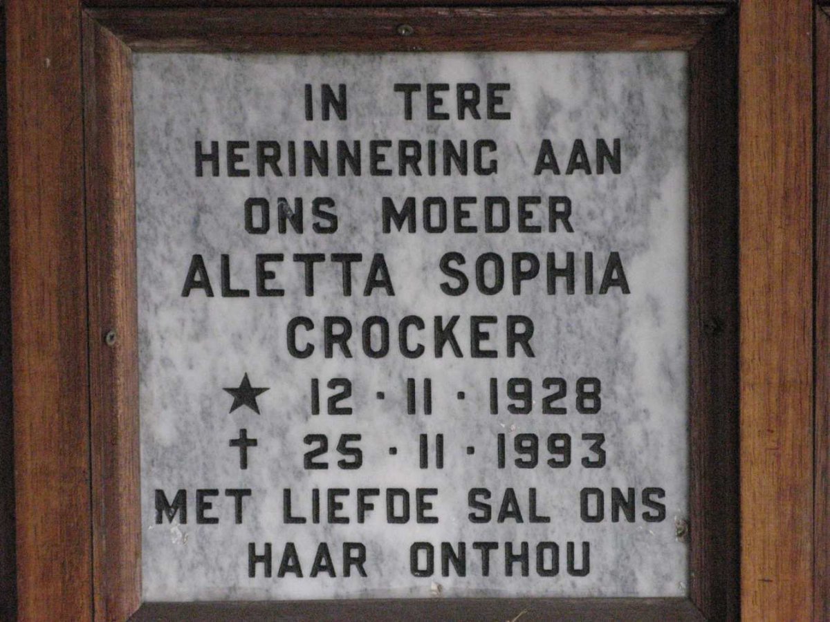 CROCKER Aletta Sophia 1928-1993