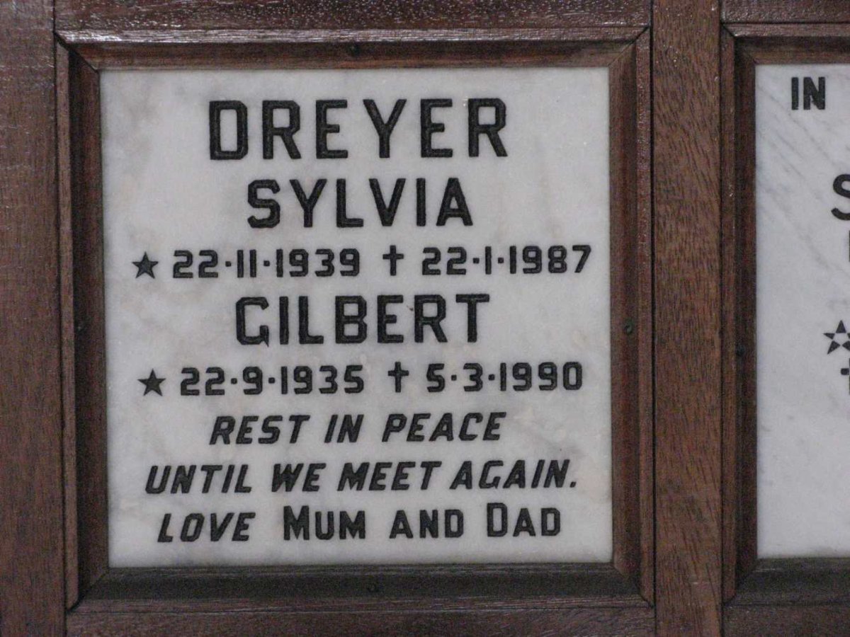 DREYER Gilbert 1935-1990 &amp; Sylvia 1939-1987