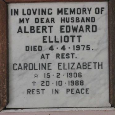 ELLIOTT Albert Edward -1975 &amp; Caroline Elizabeth 1906-1988