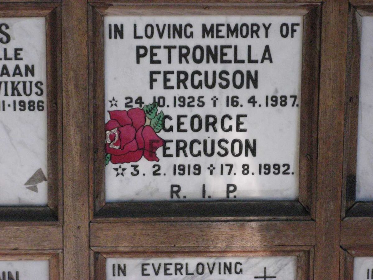 FERGUSON George 1919-1992 &amp; Petronella 1925-1987