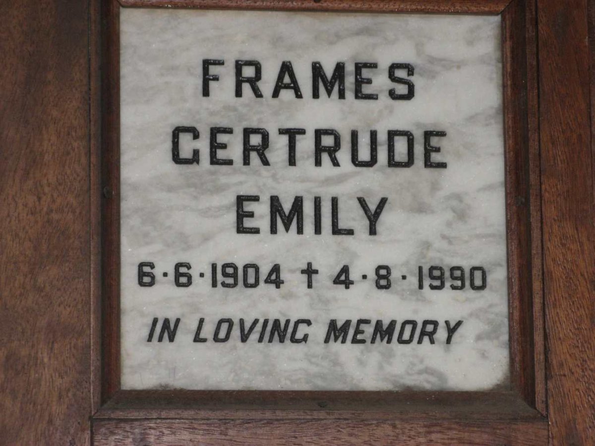 FRAMES Gertrude Emily 1904-1990