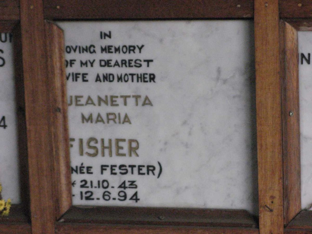 FISHER Jeanetta Maria nee FESTER 1943-1994