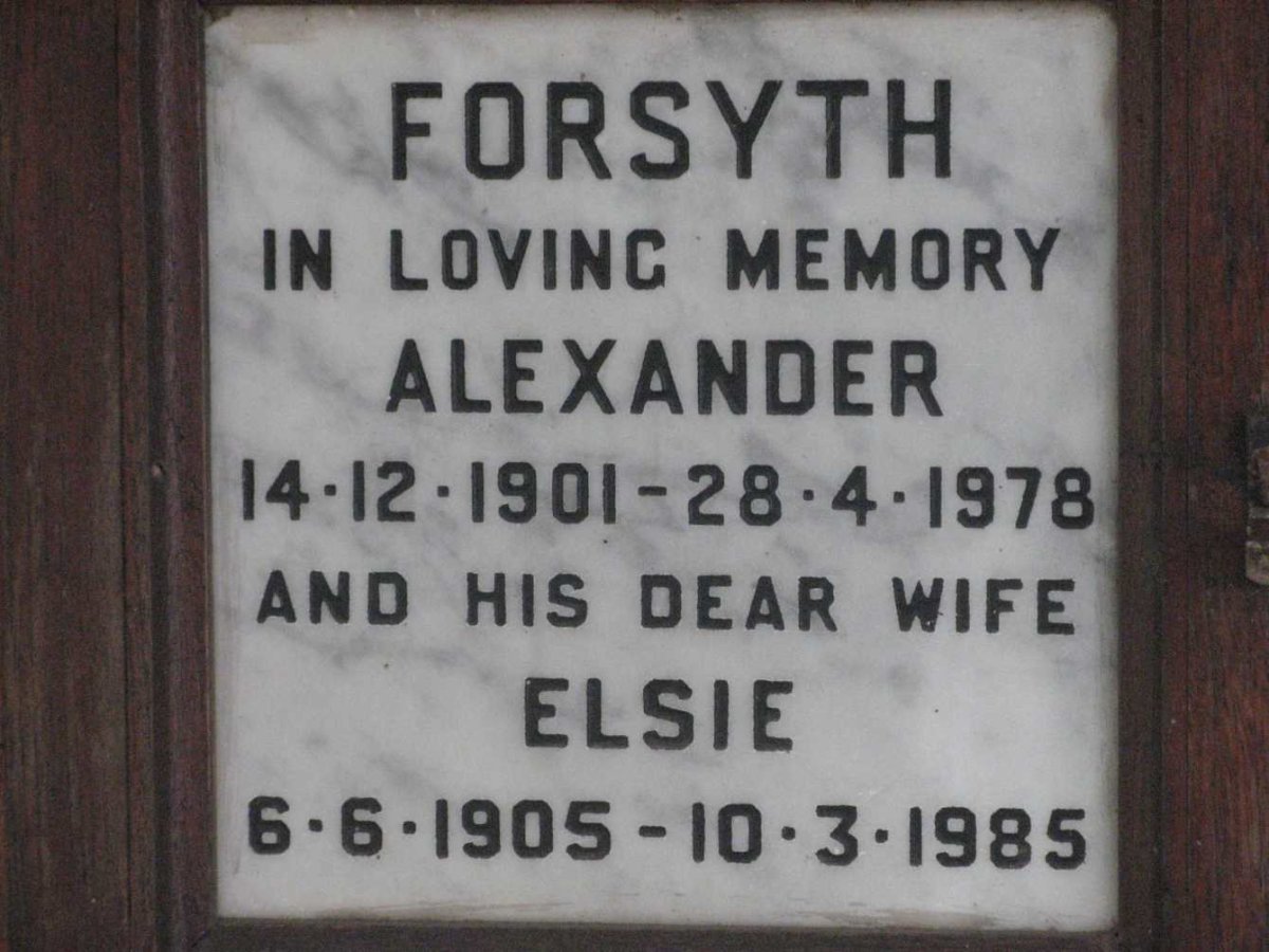 FORSYTH Alexander 1901-1978 &amp; Elsie 1905-1985