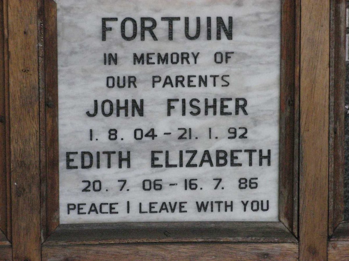 FORTUIN John Fisher 1904-1992 &amp; Edith Elizabeth 1906-1986