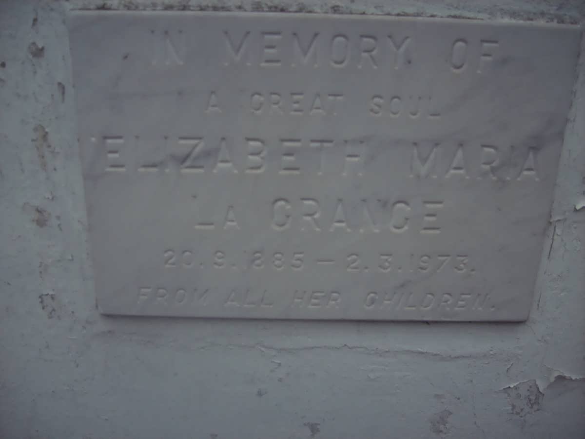 GRANGE Elizabeth Maria, la 1885-1973