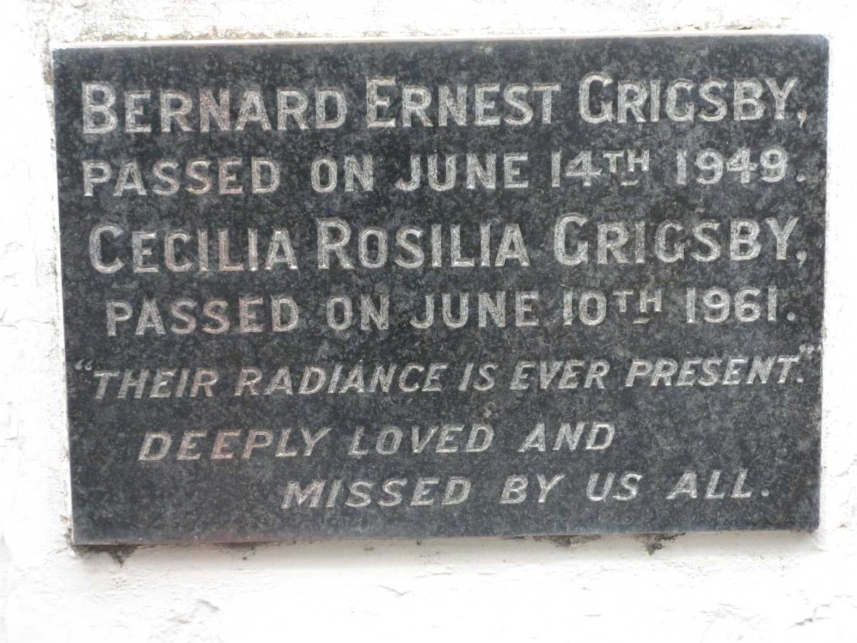 GRIGSBY Bernard Ernest -1949 &amp; Cecilia Rosilia -1961