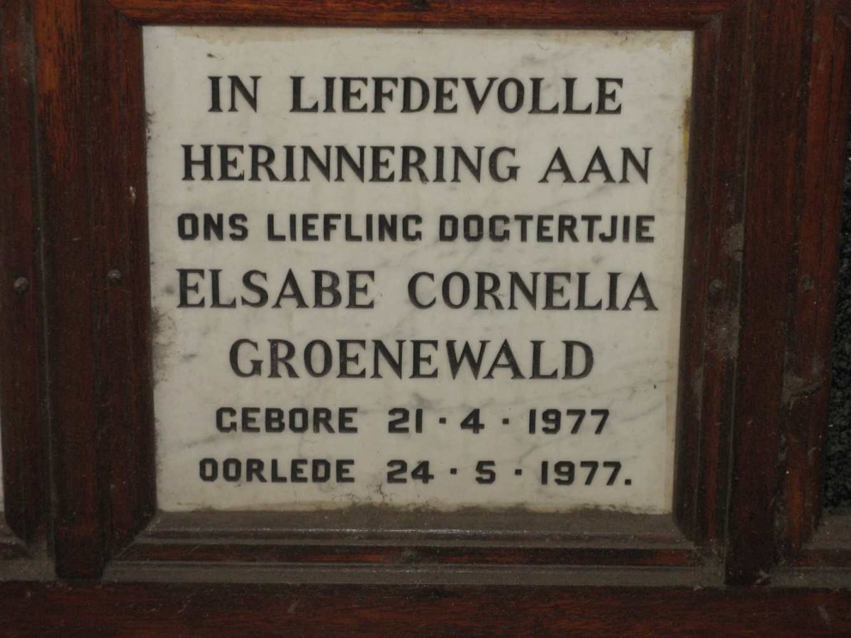 GROENEWALD Elsabe Cornelia 1977-1977
