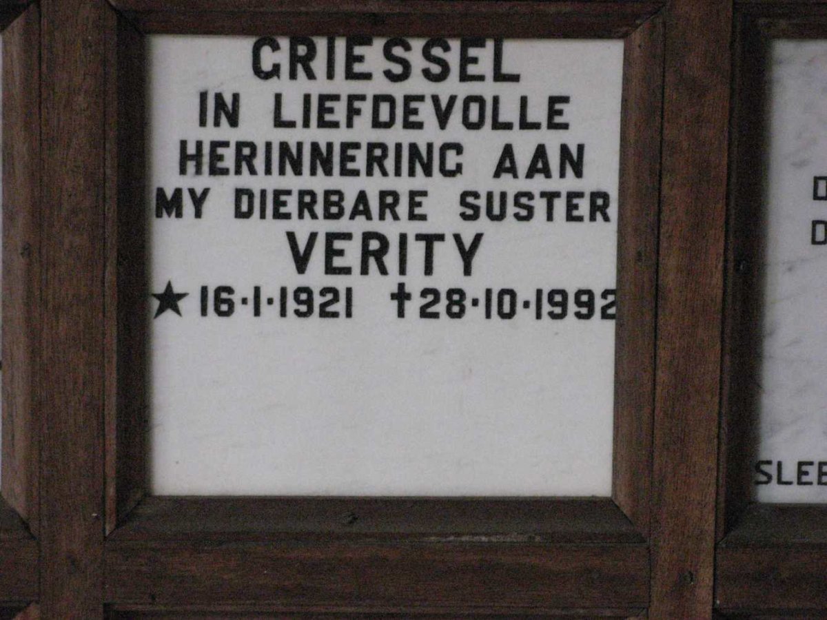 GRIESSEL Verity 1921-1992