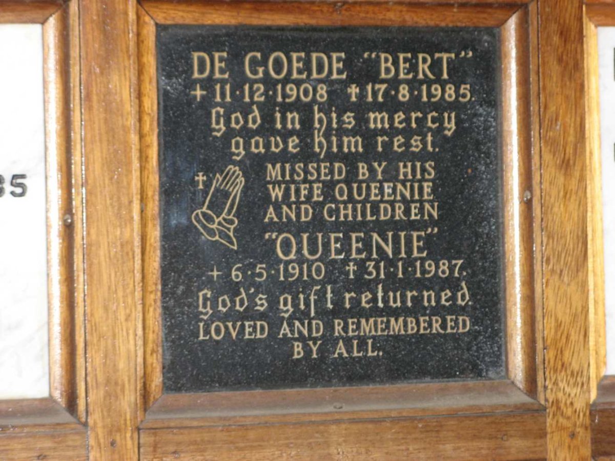 GOEDE Bert, de 1908-1985 &amp; Queenie 1910-1987