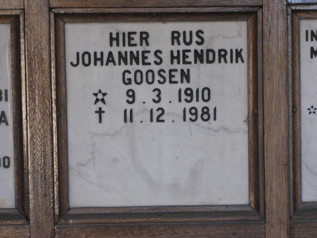 GOOSEN Johannes Hendrik 1910-1981