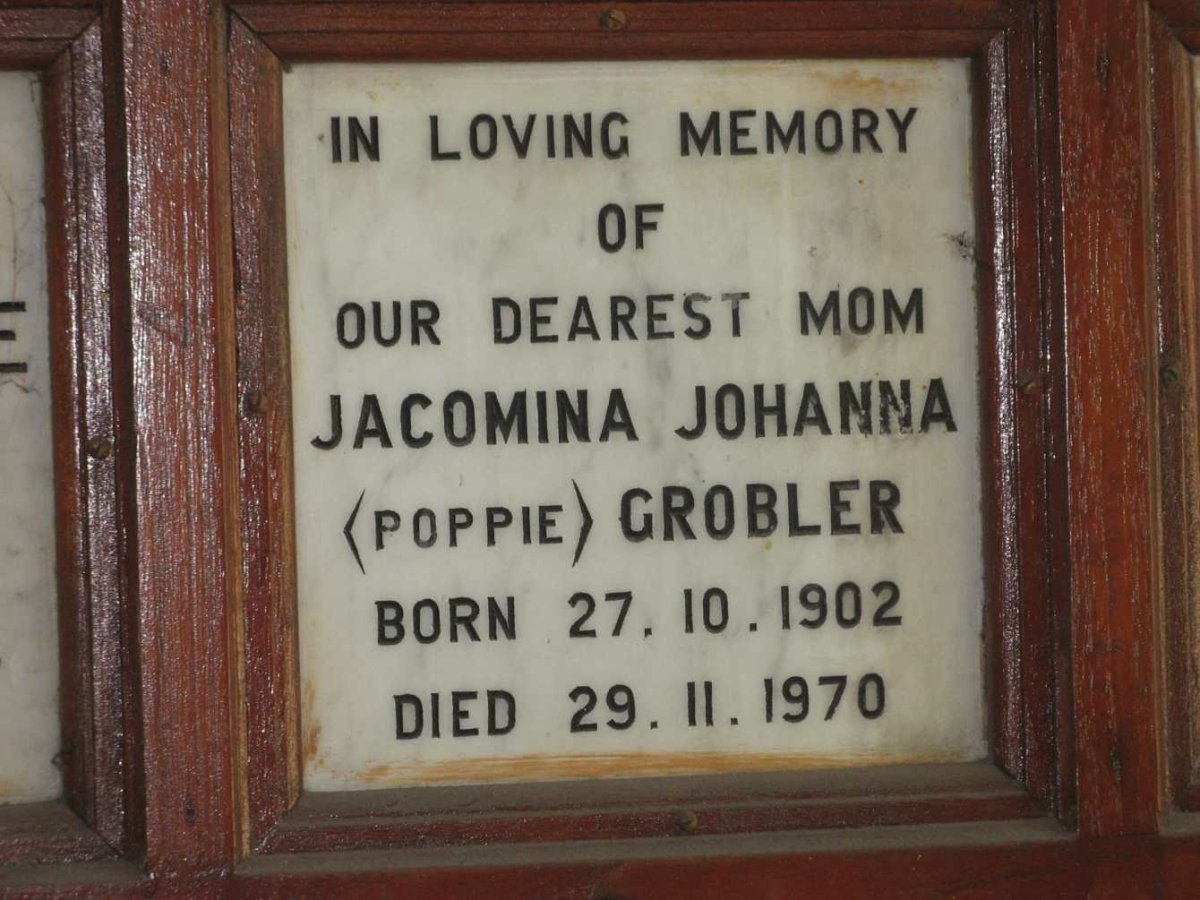 GROBLER Jacomina Johanna 1902-1970