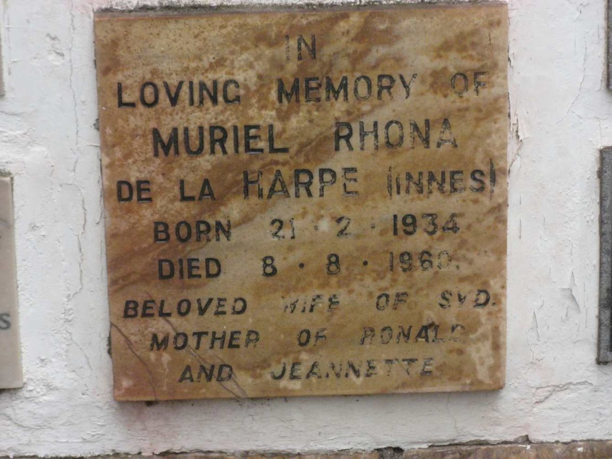HARPE Muriel Rhona, de la nee INNES 1934-1960