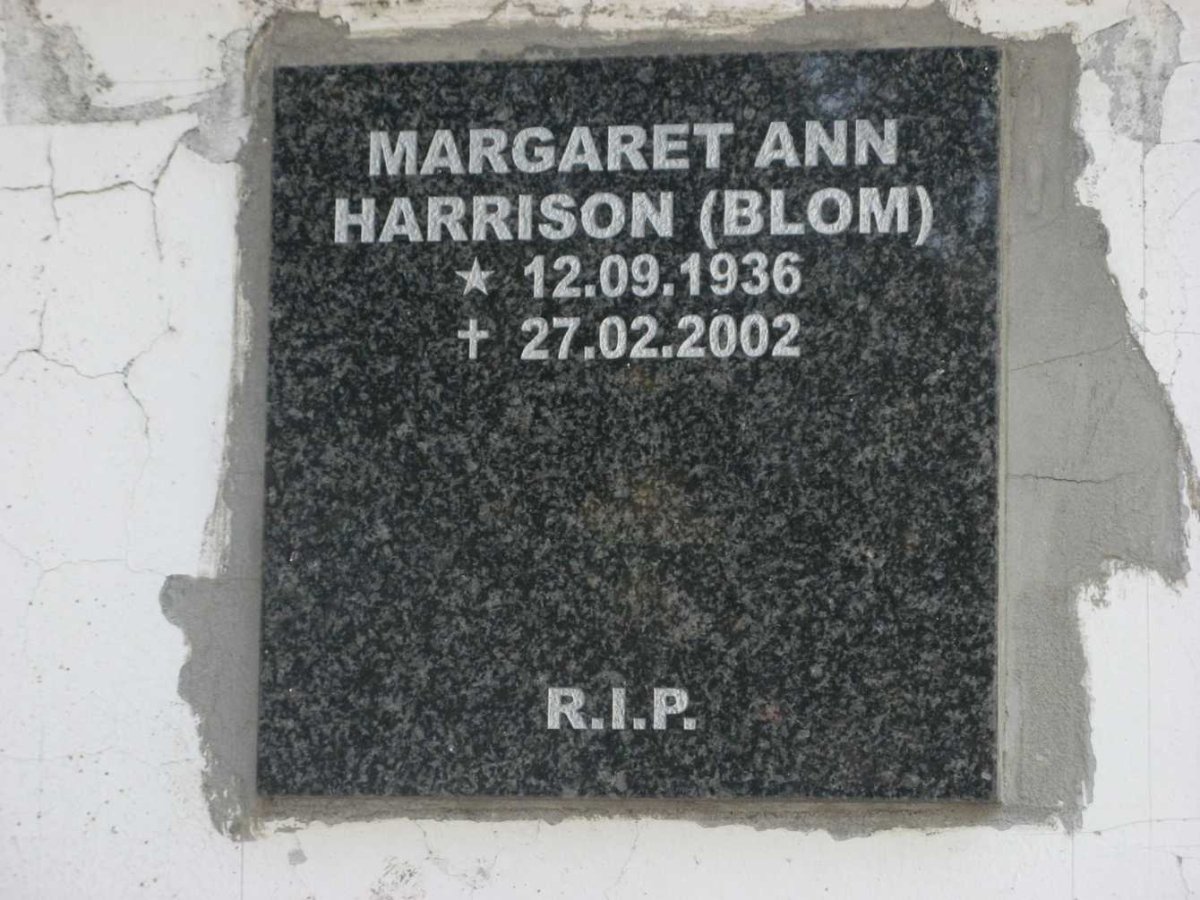 HARRISON Margaret Ann nee BLOM 1936-2002