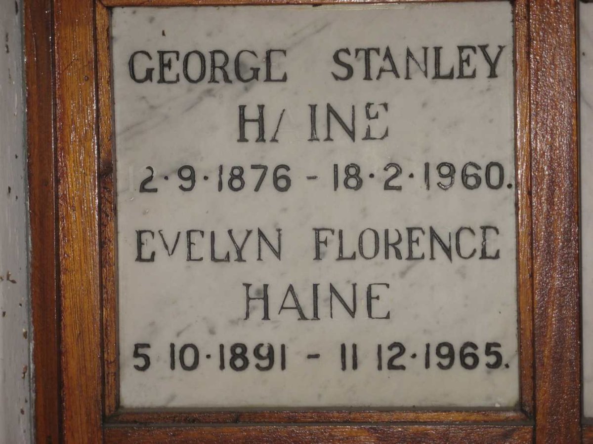 HAINE George Stanley 1876-1960 &amp; Evelyn Florence 1891-1965