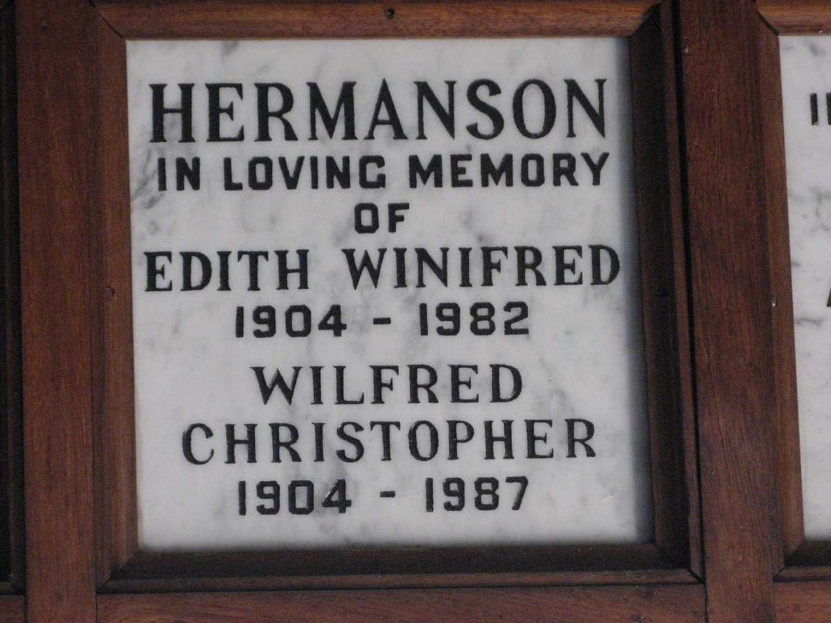HERMANSON Wilfred Christopher 1904-1987 &amp; Edith Winifred 1904-1982