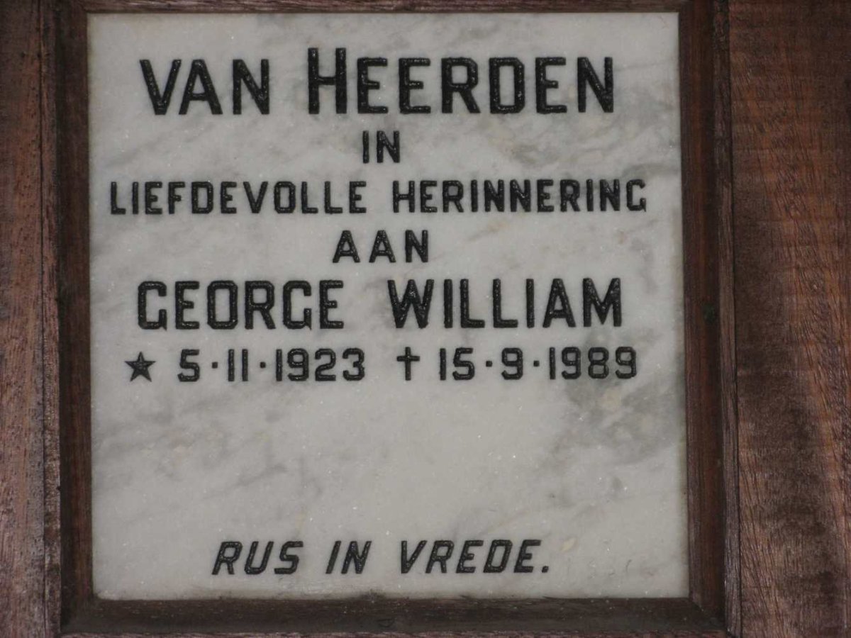 HEERDEN George William, van 1923-1989
