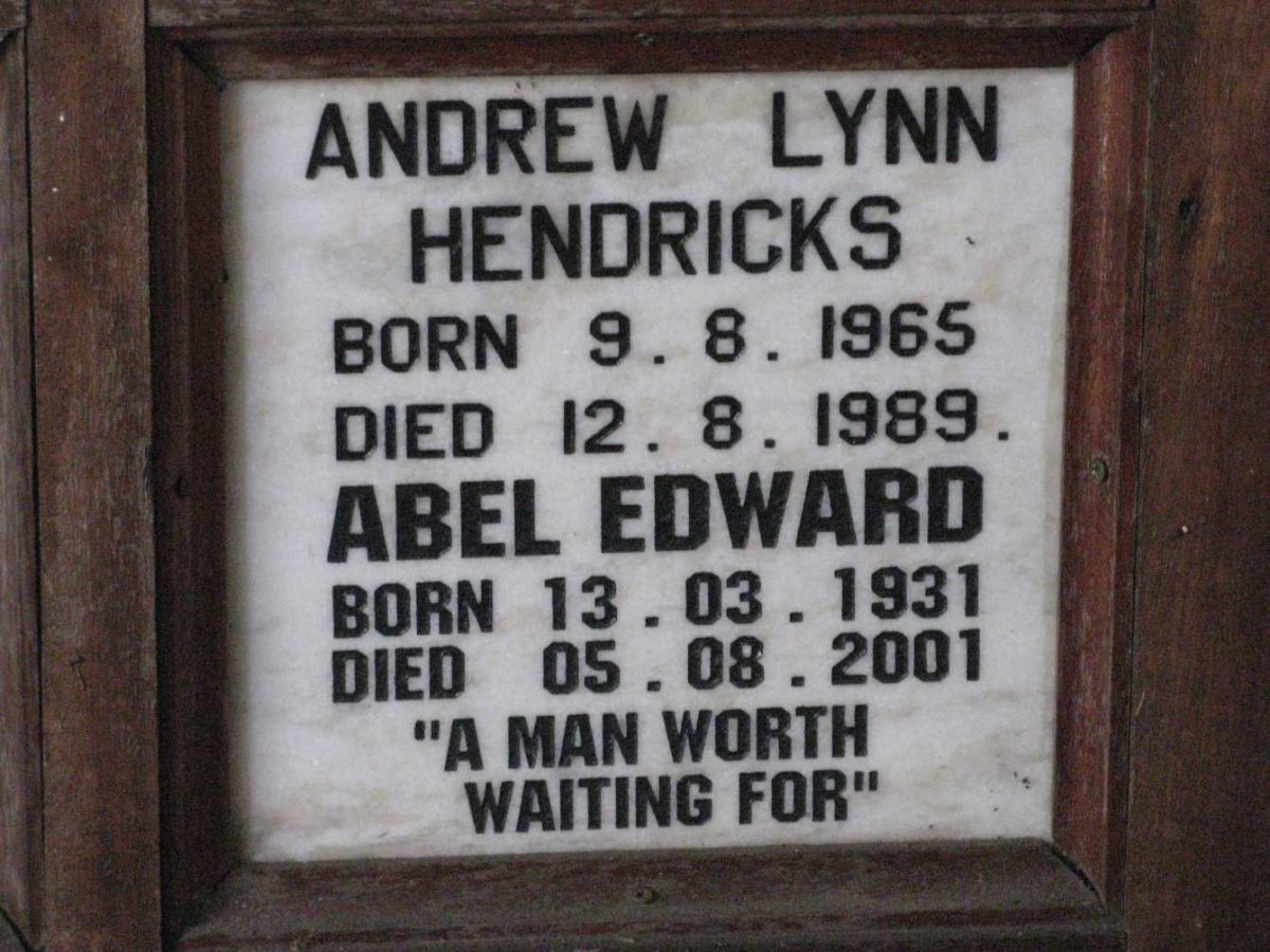 HENDRICKS Abel Edward 1931-2001 :: HENDRICKS Andrew Lynn 1965-1989