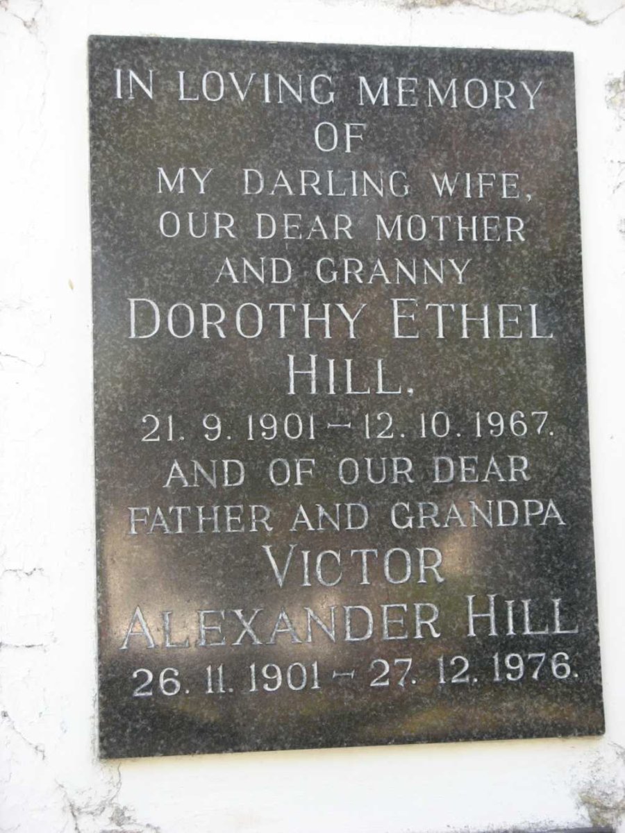 HILL Victor Alexander 1901-1976 &amp; Dorothy Ethel 1901-1967