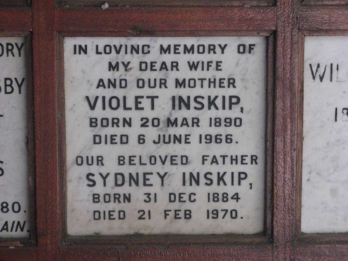 INSKIP Sydney 1884-1970 &amp; Violet 1890-1966