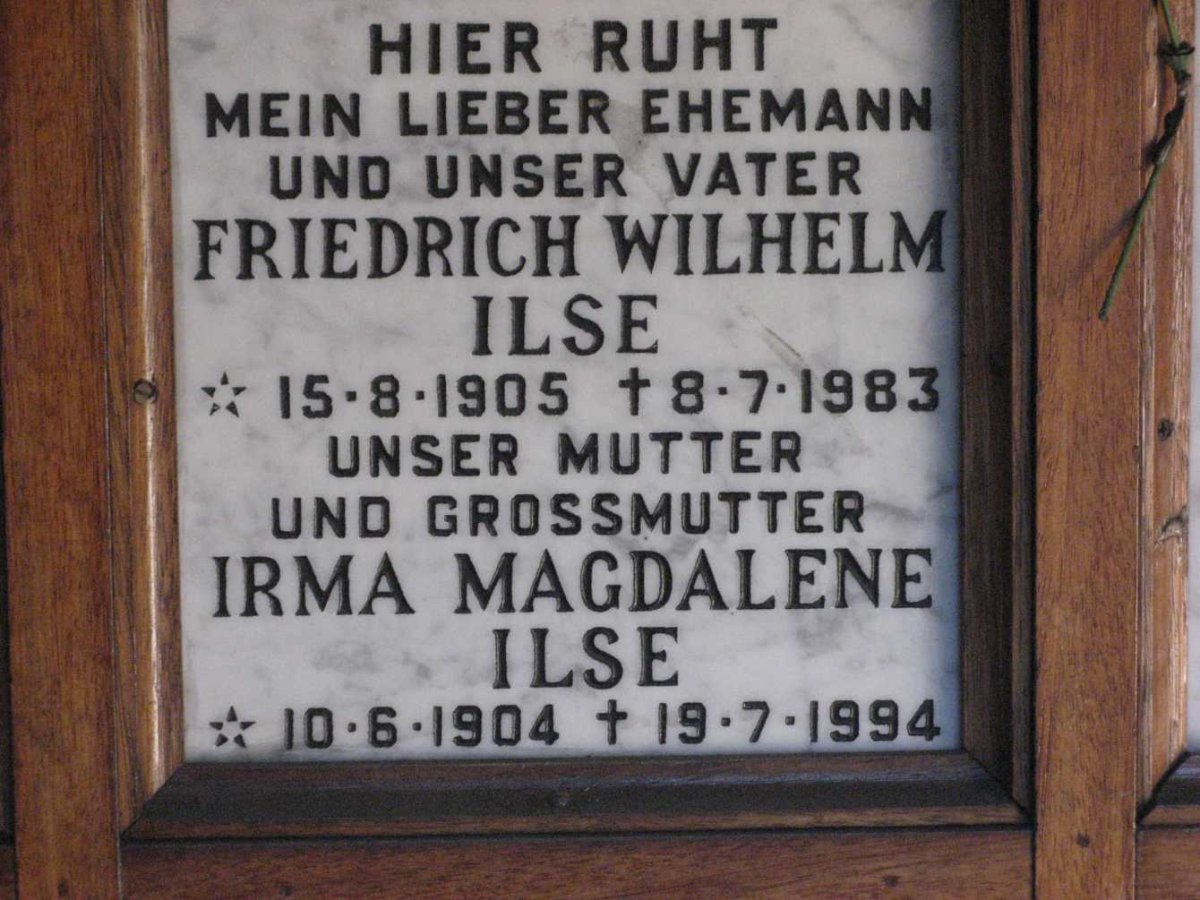 ILSE Friedrich Wilhelm 1905-1983 &amp; Irma Magdalene 1904-1994