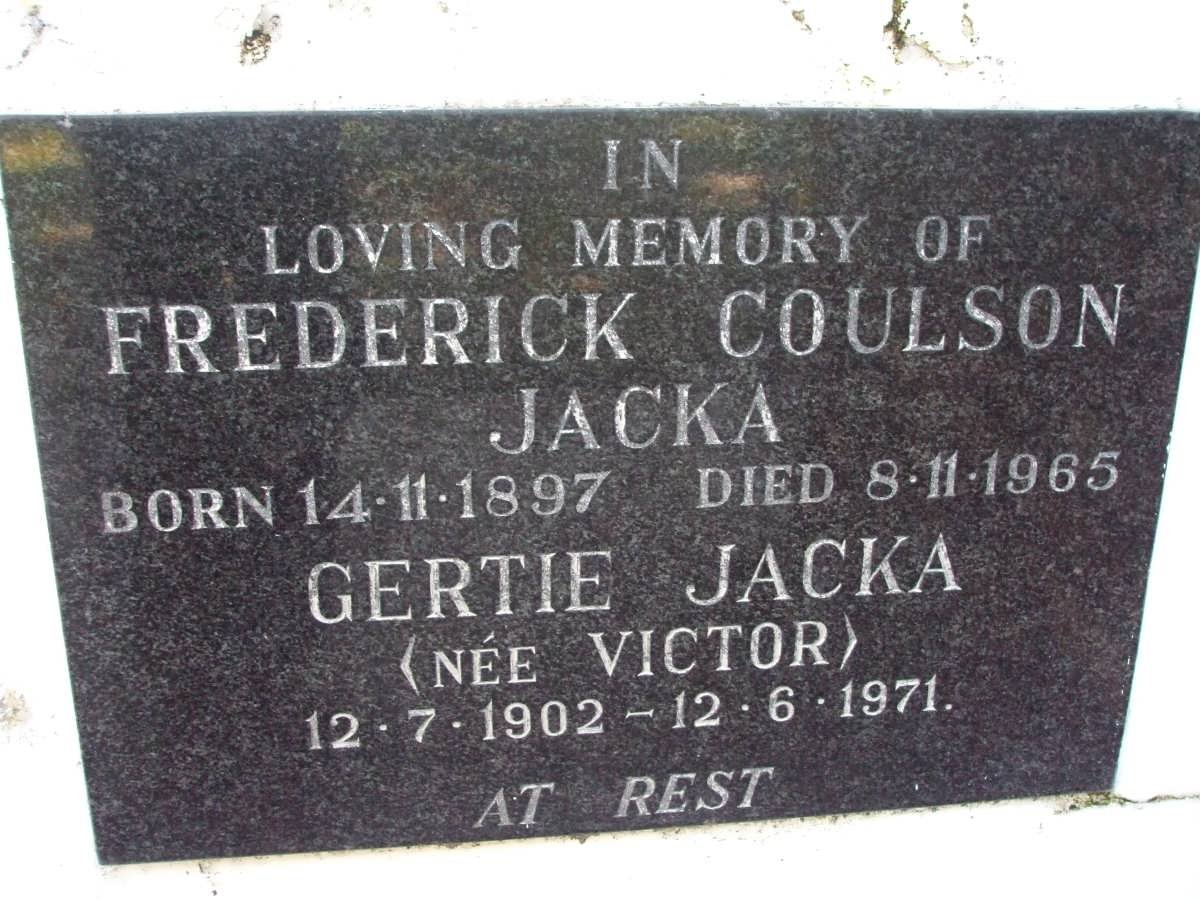 JACKA Frederick Coulson 1897-1965 &amp; Gertie VICTOR 1902-1971